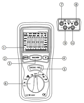 Внешний вид и основные элементы мультиметра DT-5302